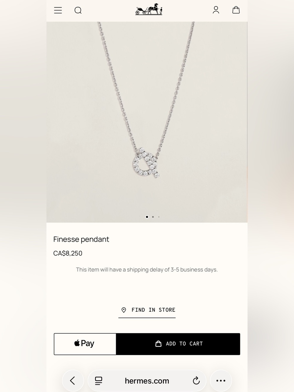 Authentic Hermes Finesse pendant Diamond Necklace - Picture 5 of 11